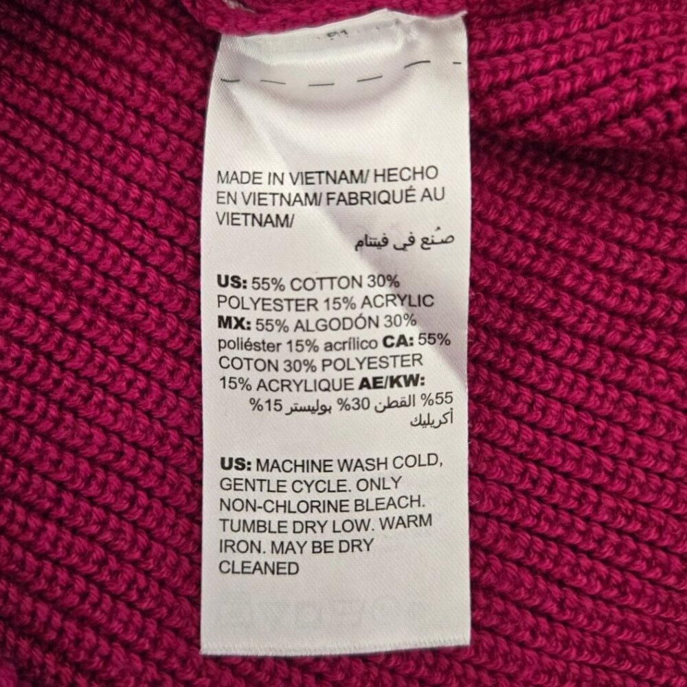 Chicos Shaker Knit V-Neck Sweater XS Pink 3/4 Sleeve Cotton Blend - Picture 5 of 7